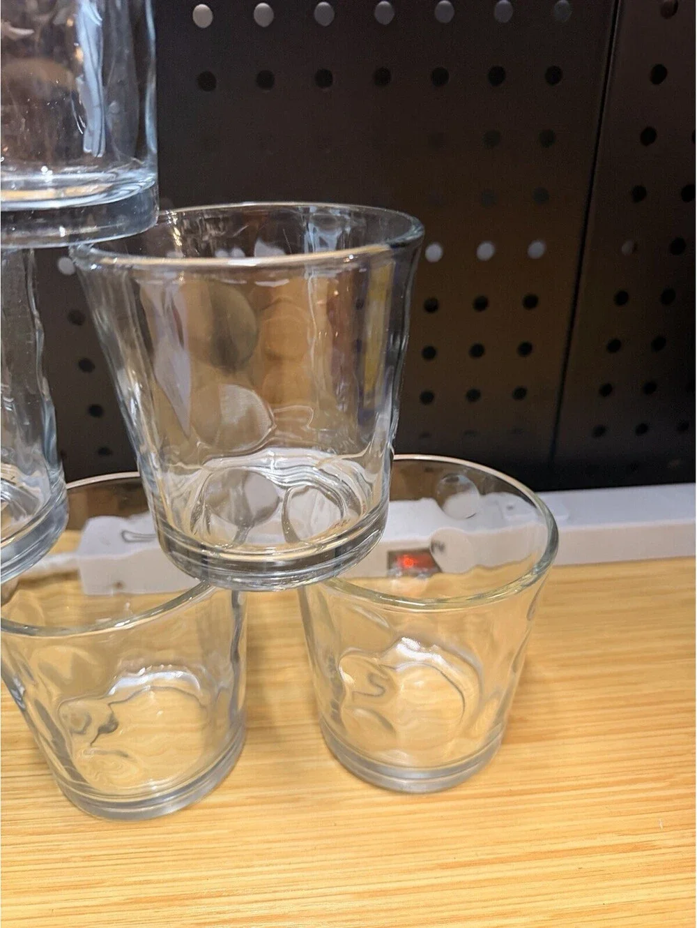 6 Libbey Clear Urban Dots Rocks Lowball Old Fashioned Glasses Five 3.75